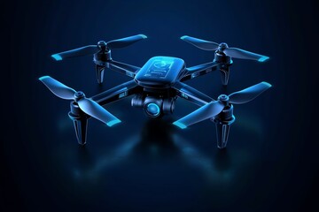 Geometric representation of futuristic innovation, showing abstract shapes of drones, AI, and technology in a minimal, forward-thinking design