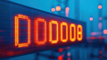 Obraz premium Digital Countdown Timer in Blue Lighting