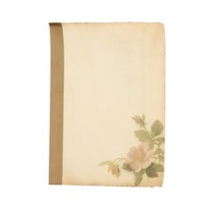 Vintage floral paper old white background.
