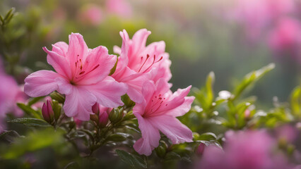 Obraz premium realistic illustration of a pink azalea flowers