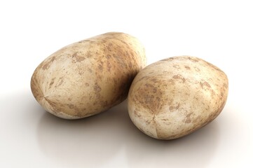 Fototapeta premium Two young fresh potatoes isolated on white