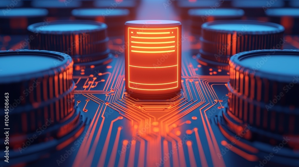 Aufkleber data storage concept with illuminated circuit board