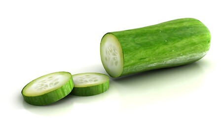 Fresh cucumber isolated on white background	
