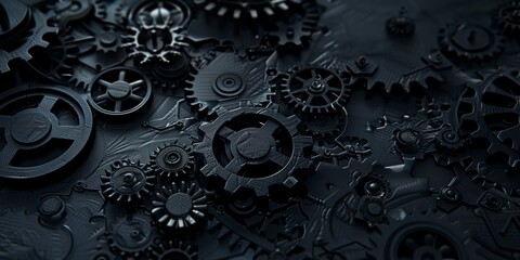 Abstract background with gears and dark shades, digital texture, minimalistic design.