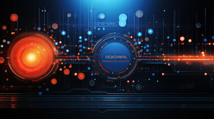 generated illustration of abstract network digital technology background.