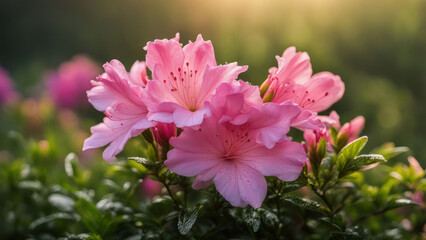 Obraz premium realistic illustration of a pink azalea flowers