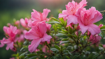 Obraz premium realistic illustration of a pink azalea flowers