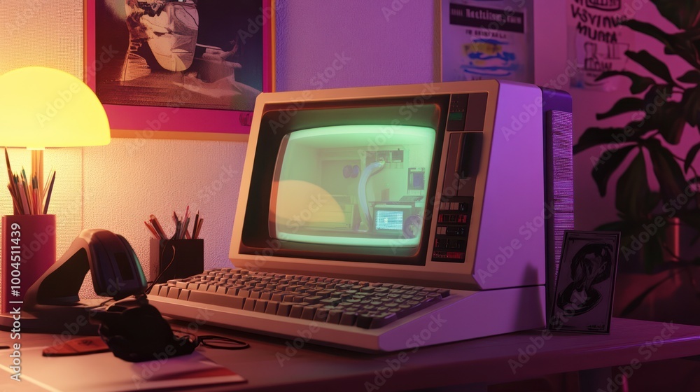 Poster retro computer setup