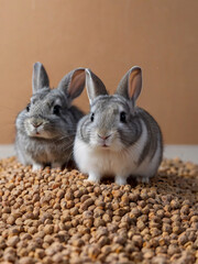 Two chinchillas sitting on a filler