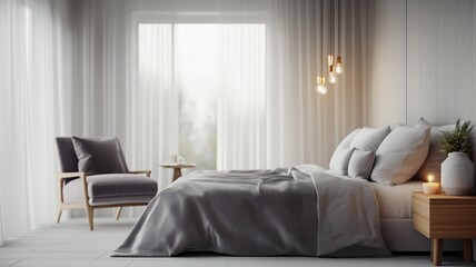 Minimalist Bedroom with Soft Lighting and Romantic, Intimate Atmosphere