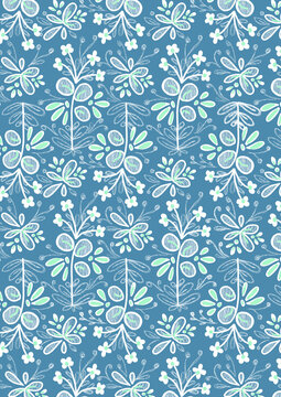 Floral and leaves seamless pattern