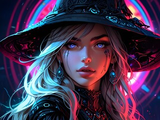 anime beauty halloween sexy witch.