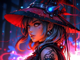 anime beauty halloween sexy witch.