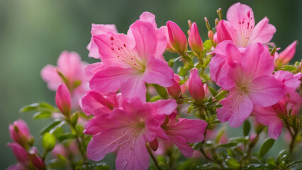 Naklejka premium realistic illustration of a pink azalea flowers