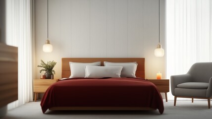 Modern Minimalist Bedroom with Cozy Lighting and Romantic Atmosphere