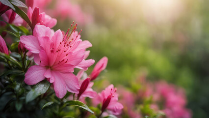 Fototapeta premium realistic illustration of a pink azalea flowers