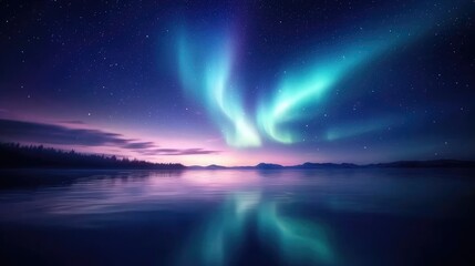 Awe-inspiring Aurora Borealis Over Serene Water