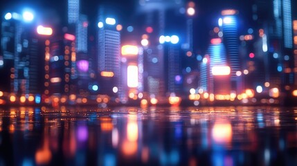 Fototapeta premium Vibrant Futuristic City Skyline at Night