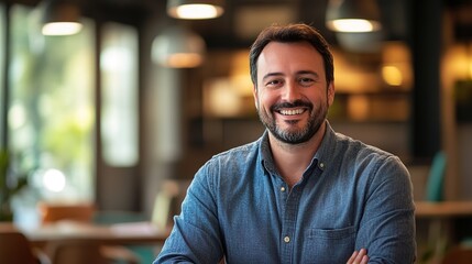 Fototapeta premium Smiling Man in Casual Setting