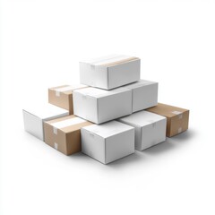 Stacked Cardboard Boxes Ready for Shipping