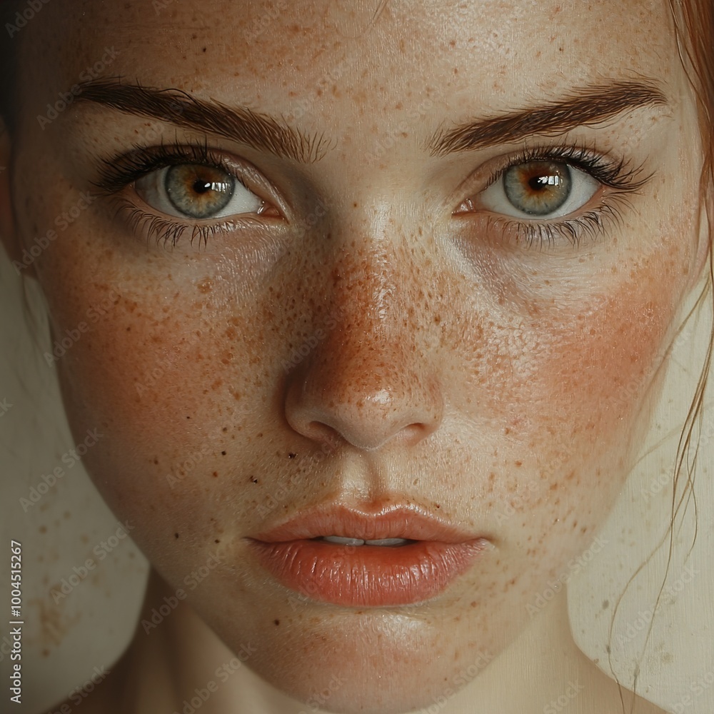 Canvas Prints Close-up Portrait of a Woman with Freckles