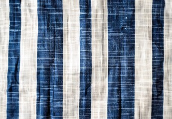 Seamless Blue & White Striped Linen Fabric Texture