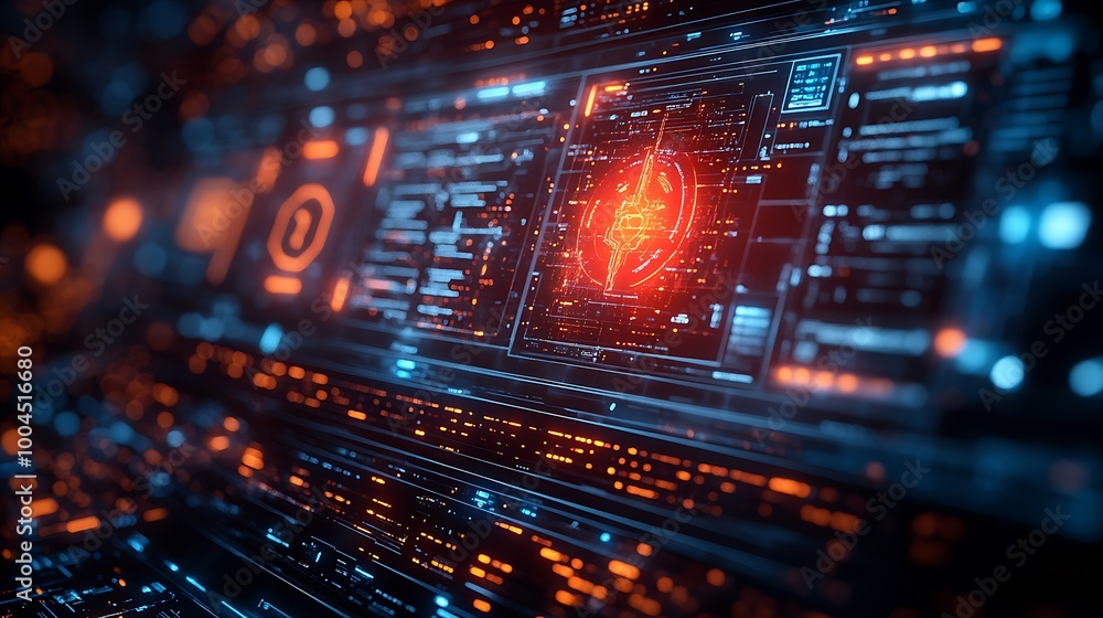 Aufkleber a digital interface showcasing futuristic design with holographic displays and interactivity.