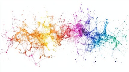  Vibrant Neural Network Connections on White Background: A Visual Representation of Artificial Intelligence and Brain-Like Digital Structures.