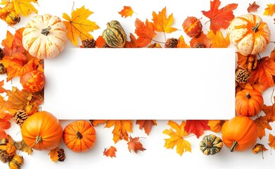 Autumn Leaves & Pumpkins Mockup Banner
