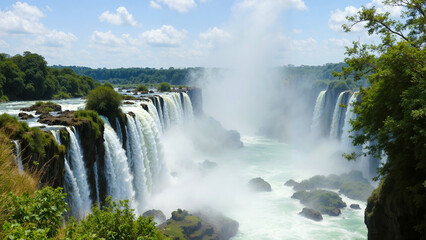 Naklejka premium Victoria Falls or Mosi-oa-Tunya between Zambia and Zimbabwe