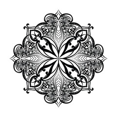 Vector drawing for coloring book. Geometric floral pattern. Contour drawing on a white background. Mandala.