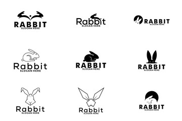Set of Rabbit logo template vector icon symbol illustration © Febrian