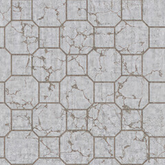 Mixed Concrete paving outdoor damaged seamless texture and background.