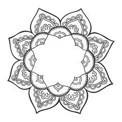 Mandala design, Floral circular mandala design, black and white background with mandala design