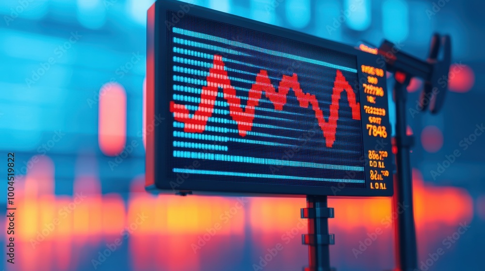 Poster digital stock market graph with data visualization