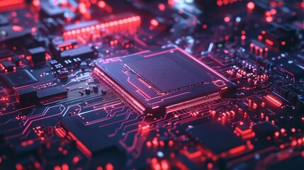 Close-up on Futuristic Microchip Technology: A Glimpse into Advanced Microprocessor Innovations on Circuit Boards.