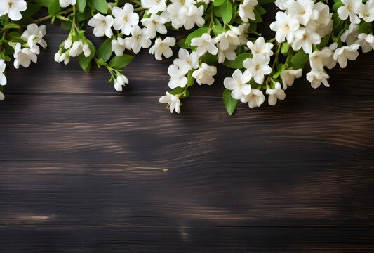 White Jasmine Flowers Spring Floral Border