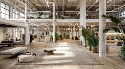 A modern workplace for luxury fashion brands, offering AI-driven design tools, immersive digital marketing spaces, and cloud-based collaboration.