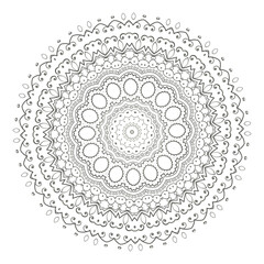 Geometric flower. Contour drawing of a mandala on a white background. Vector illustration