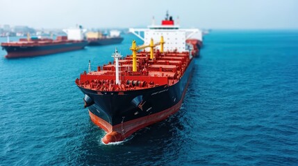Fototapeta premium Large Oil Tanker Navigating Through Calm Water