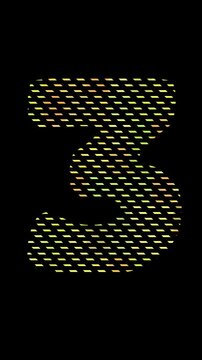 Vertical. Number 3 dot color. Looping.