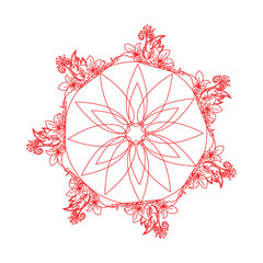 Vector drawing for coloring book. Geometric floral pattern. Contour drawing on a white background. Mandala.
