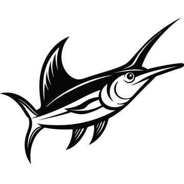 recommend clip art: Atlantic swordfish,vector illustration, black silhouette
