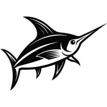 recommend clip art: Atlantic swordfish,vector illustration, black silhouette