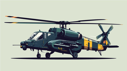 Illustration of a military helicopter. Combat vehicle.