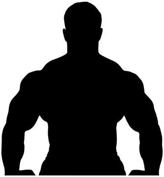 recommend clip art: Silhouette of a muscular man wearing boxing gloves, isolated 