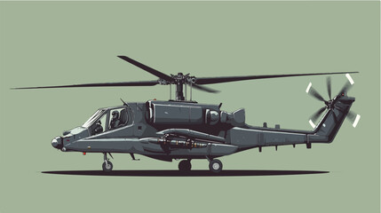Illustration of a military helicopter. Combat vehicle.