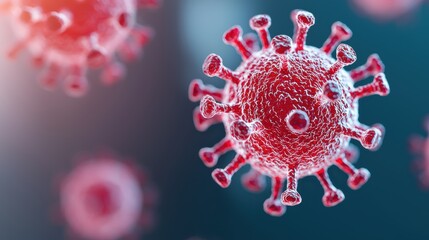 Red Virus Particles on Dark Background