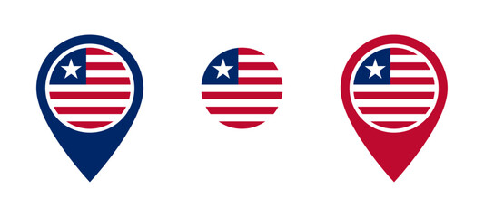 Liberia flag location icon set