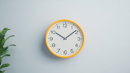 Bright Wall Clock Against Light Blue Background
